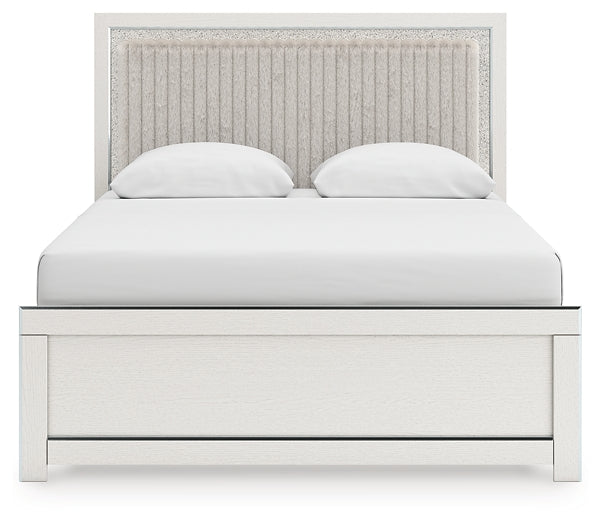 Zuraleus Queen Upholstered Panel Bed, Dresser, Mirror and Nightstand