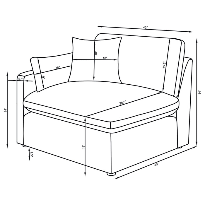 Hobson 4-piece Upholstered Modular Sectional Sofa Ivory