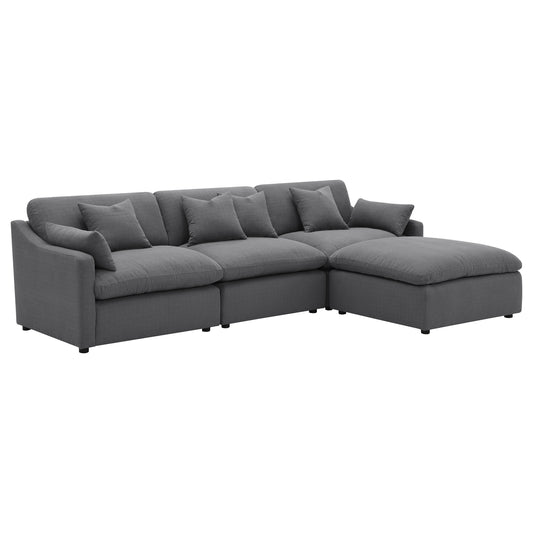 Hobson 4-piece Upholstered Modular Sectional Sofa Charcoal