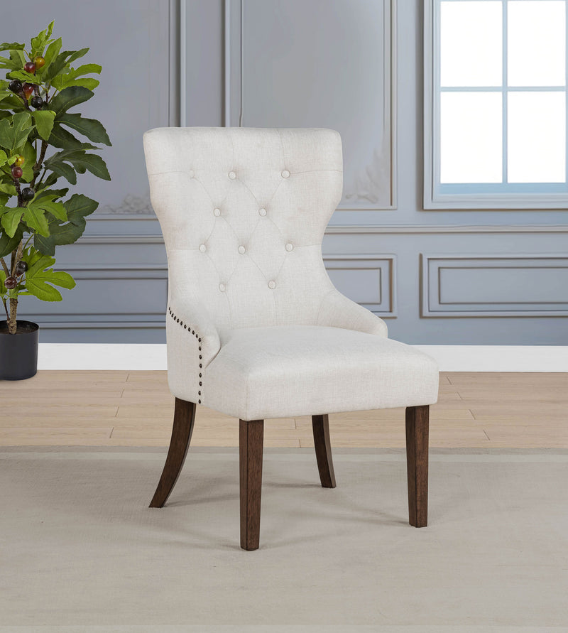 Baney Fabric Upholstered Dining Side Chair Cream and Dark Oak