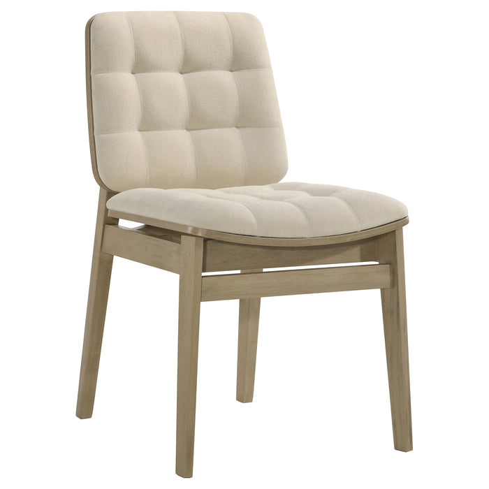 Redbridge Upholstered Side Chair Cream and Natural Oak (Set of 2)