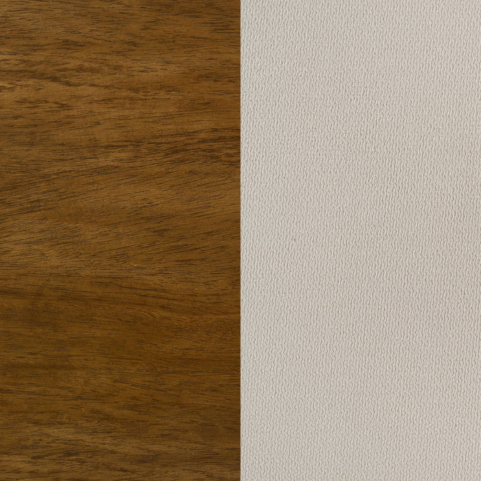 Adderley Eastern King Wood Panel Bed Cream and Warm Brown