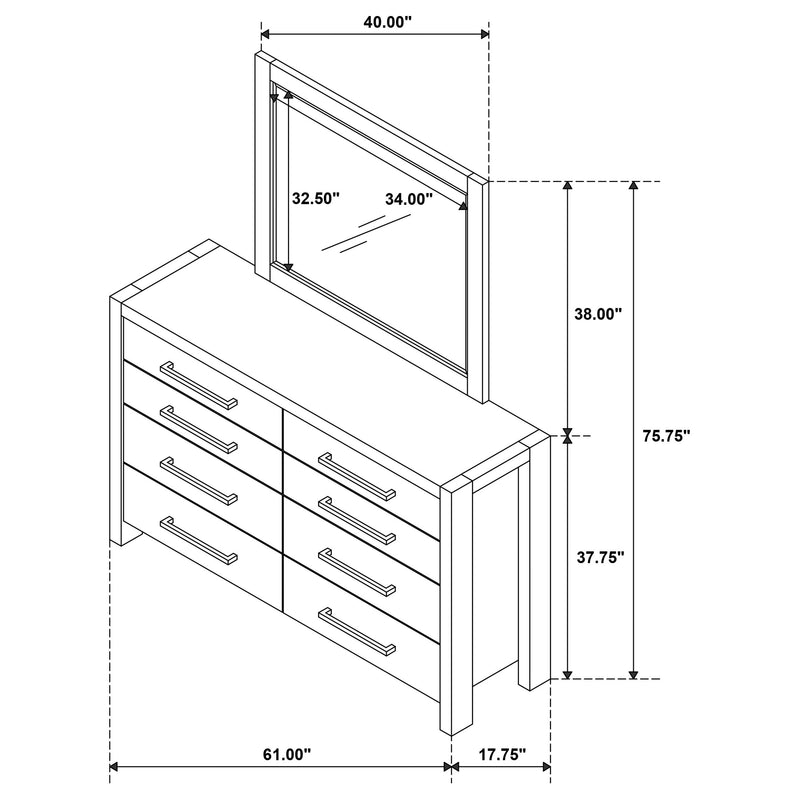 Adderley 8-drawer Bedroom Dresser and Mirror Warm Brown
