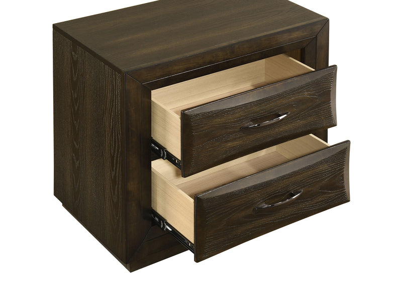 Atlas 2-drawer Bedroom Nightstand Bedside Table Dark Oak