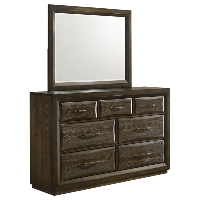 Atlas 7-drawer Bedroom Dresser and Mirror Set Dark Oak