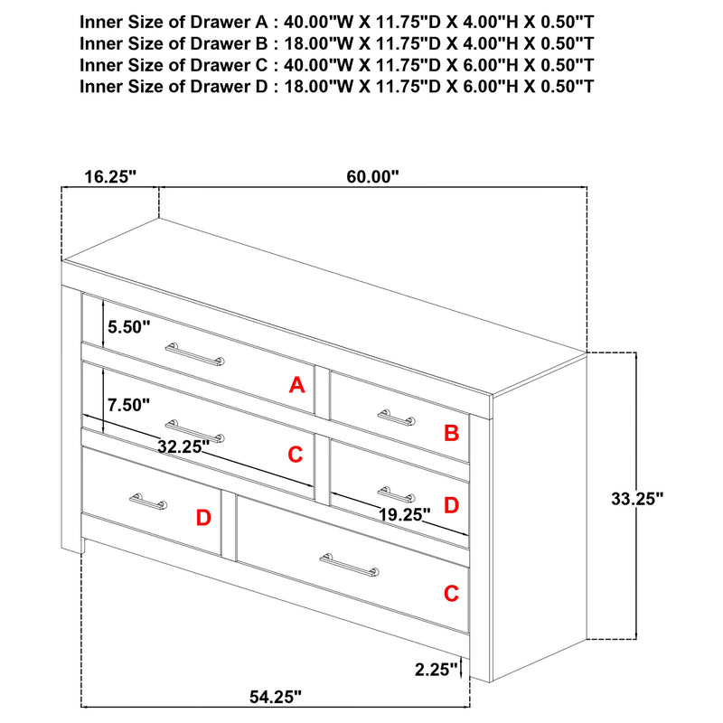 Hendricks 6-drawer Bedroom Dresser Storage Cabinet Light Oak