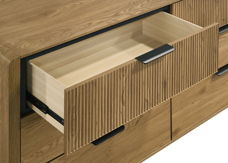 Bennett Mid-Century 6-Drawer Rubberwood Dresser Light Oak