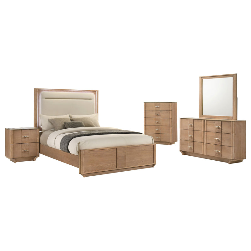 Leanne 5-piece Eastern King Bedroom Set Light Oak