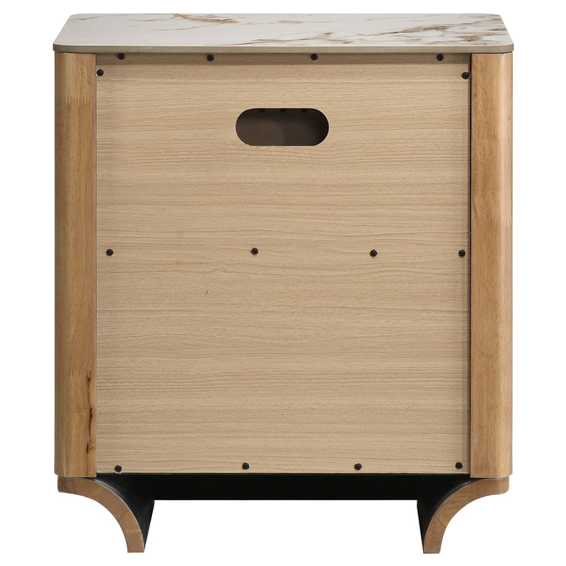 Leanne 2-drawer Sinter Stone Top Nightstand Light Oak