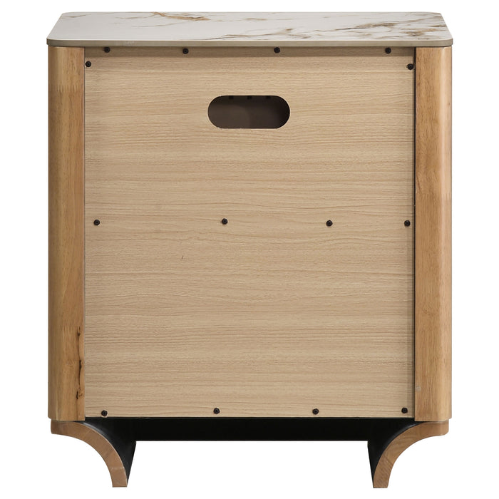 Leanne 2-drawer Sinter Stone Top Nightstand Light Oak