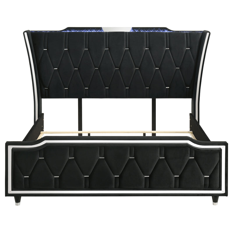 Lorient California King LED Upholstered Bed Black