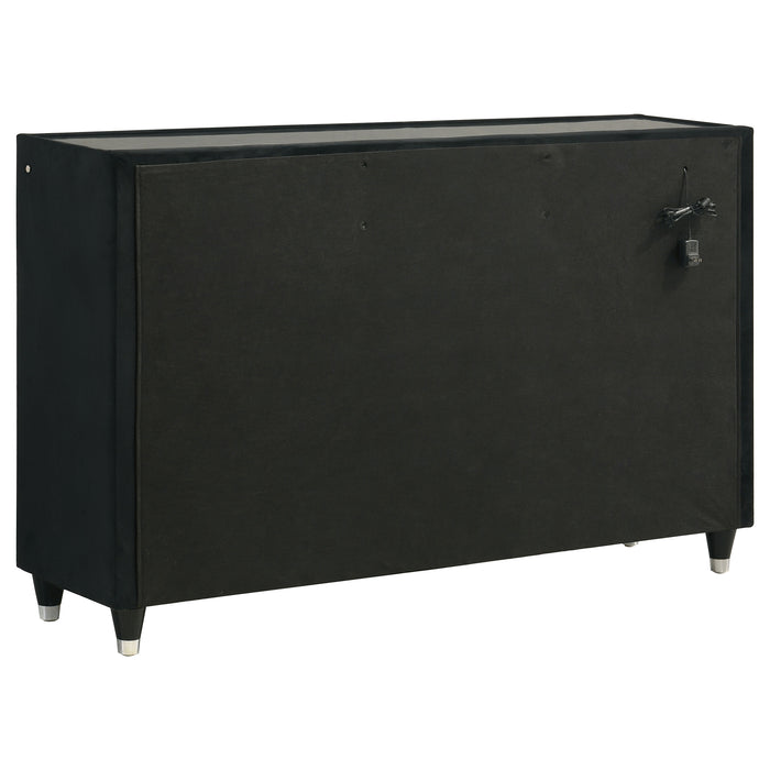 Ravenne 8-drawer Velvet Upholstered LED Dresser Cabinet Black — Tuscaloosa Furniture Outlet Ravenne 8-drawer Velvet Upholstered LED Dresser Cabinet Black — Tuscaloosa Furniture Outlet