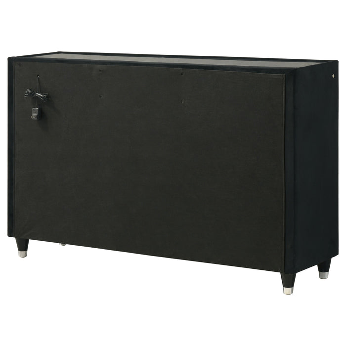 Ravenne 8-drawer Velvet Upholstered LED Dresser Cabinet Black — Tuscaloosa Furniture Outlet Ravenne 8-drawer Velvet Upholstered LED Dresser Cabinet Black — Tuscaloosa Furniture Outlet