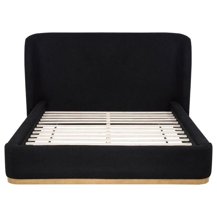Blaire Upholstered California King Wingback Platform Bed Black
