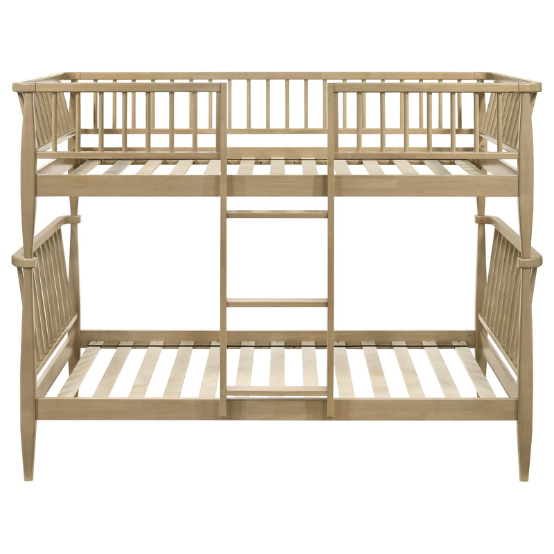 Abram Windsor Twin Over Twin Wood Bunk Bed with Ladder Almond