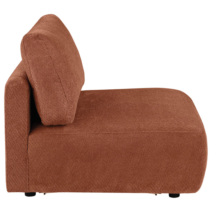 Elysia Chenille Upholstered Modular Armless Chair Coral