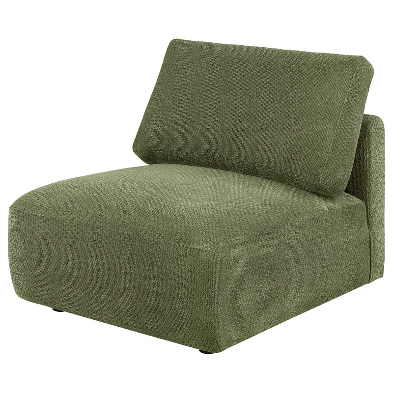Elysia Fabric Upholstered Modular Armless Chair Green