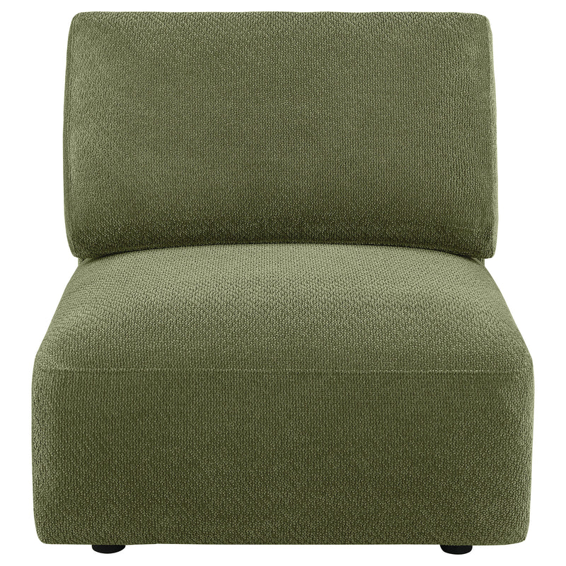Elysia Fabric Upholstered Modular Armless Chair Green