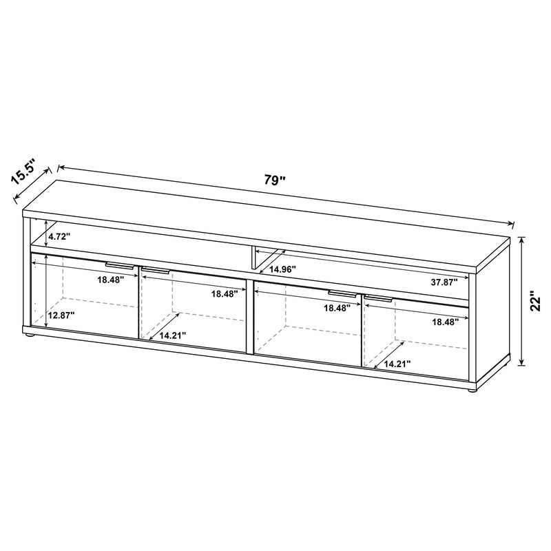 Tabby TV Stand for TVs up to 85 Inches with 4-Door Storage in Mango