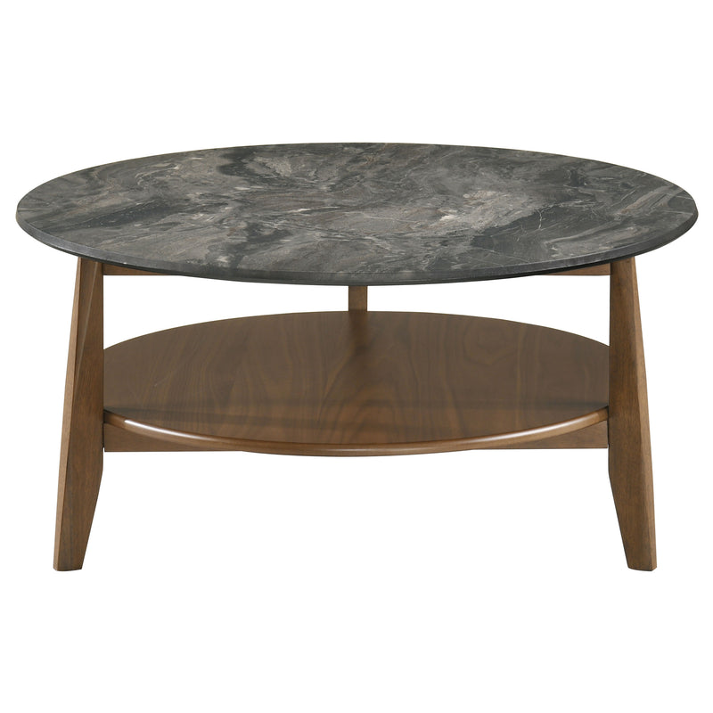 Bradley Round SmartTop™ Cocktail Coffee Table Smokey Grey and Dark Brown