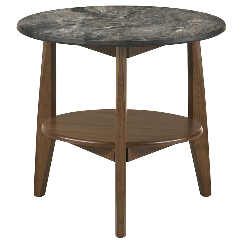 Bradley 2-Piece Round SmartTop™ Coffee Table Set Smokey Grey and Dark Brown