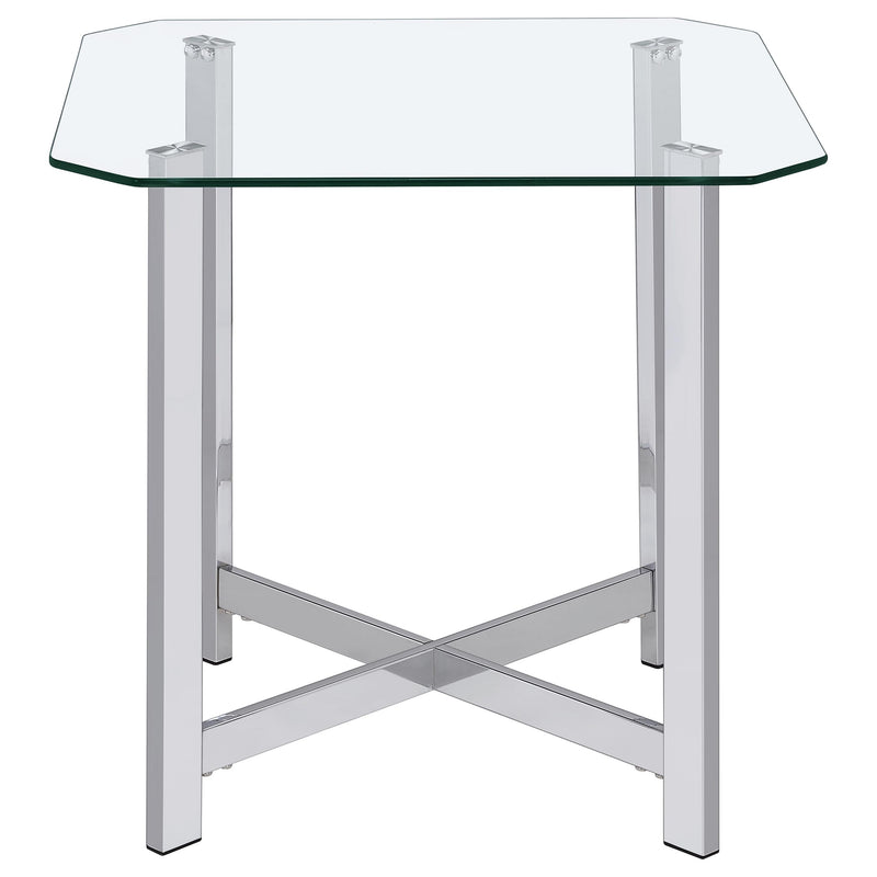 Cronin Square Tempered Glass Top Side End Table Chrome