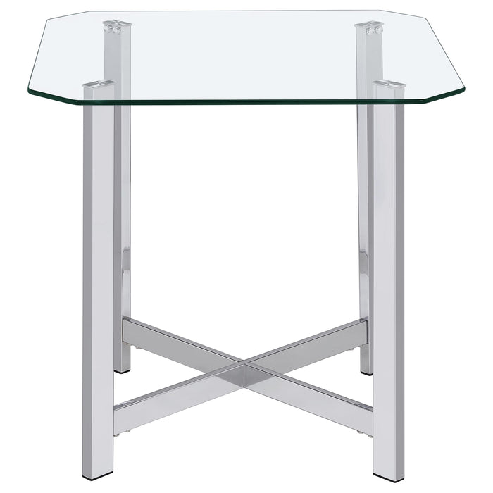 Cronin 2-piece Tempered Glass Top Coffee Table Set Chrome