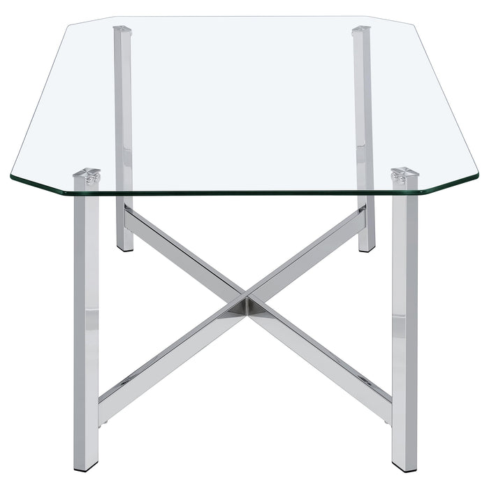 Cronin 2-piece Tempered Glass Top Coffee Table Set Chrome