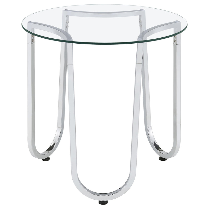 Beller 2-piece Round Tempered Glass Top Coffee Table Set Chrome