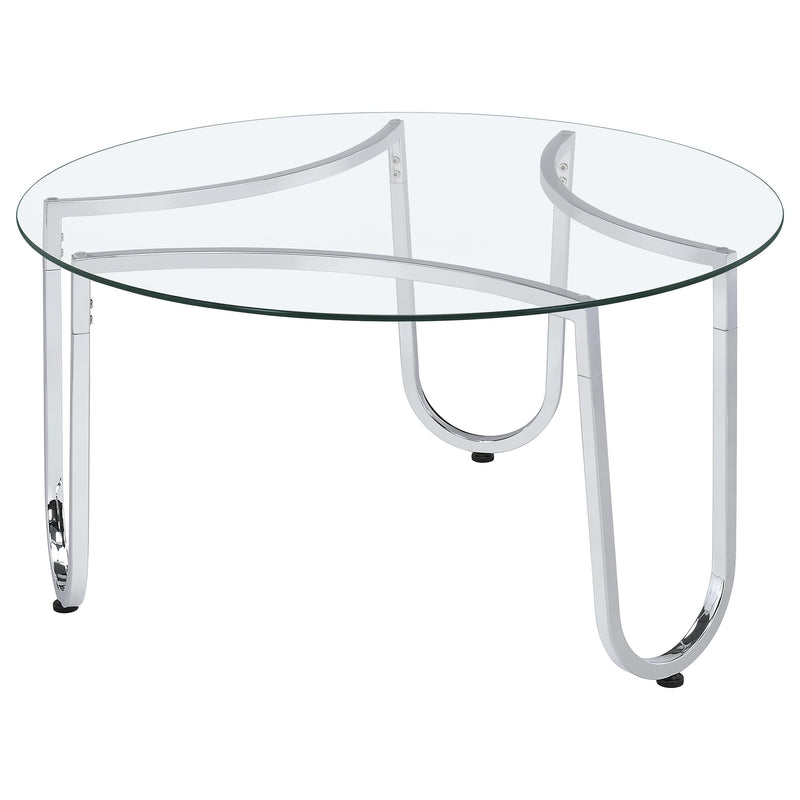 Beller 2-piece Round Tempered Glass Top Coffee Table Set Chrome