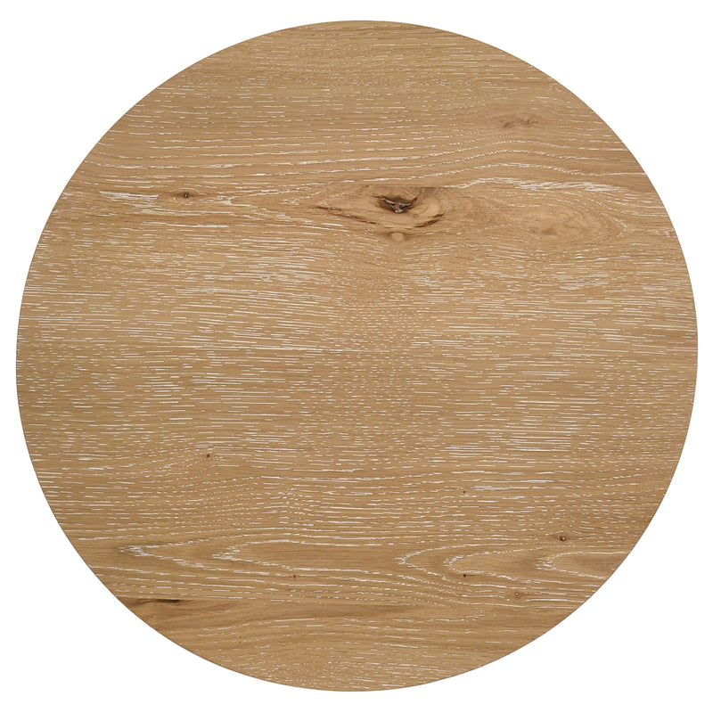 Kessler Round Sculptural Wood End Table Light Oak