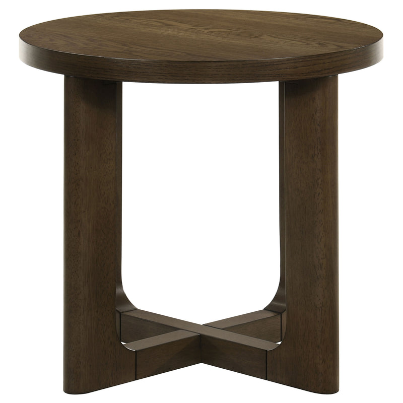 Kessler 3-piece Round Sculptural Wood Coffee Table Set Brown