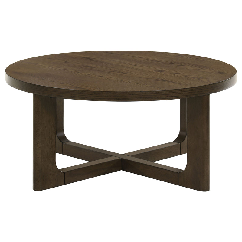 Kessler 3-piece Round Sculptural Wood Coffee Table Set Brown