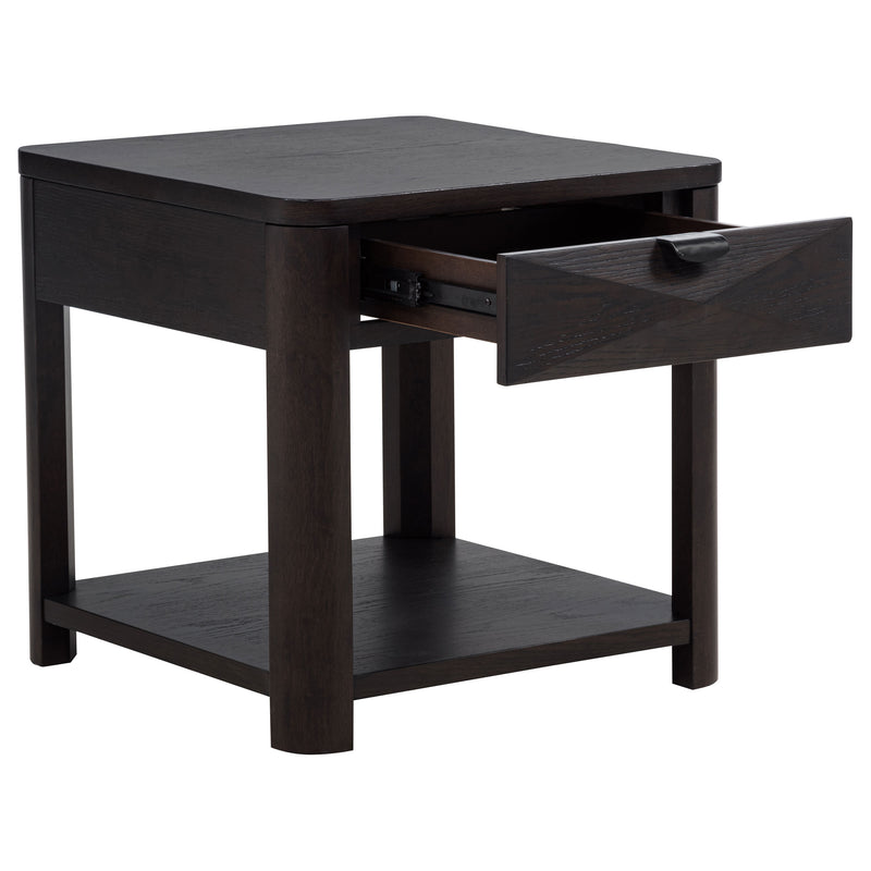 Marcelo Wood End Table with Drawer and Shelf Coffee
