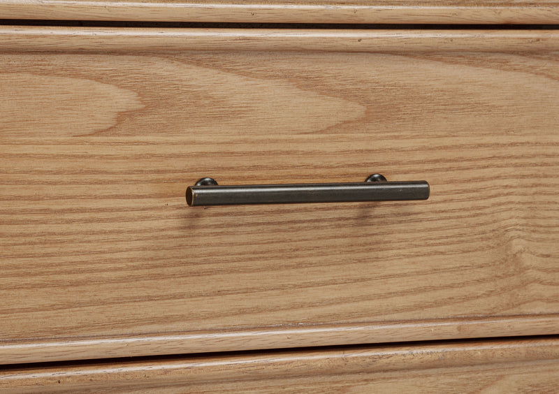 Vermes 66-inch 7-drawer Computer Desk with Power Outlet Light Ash