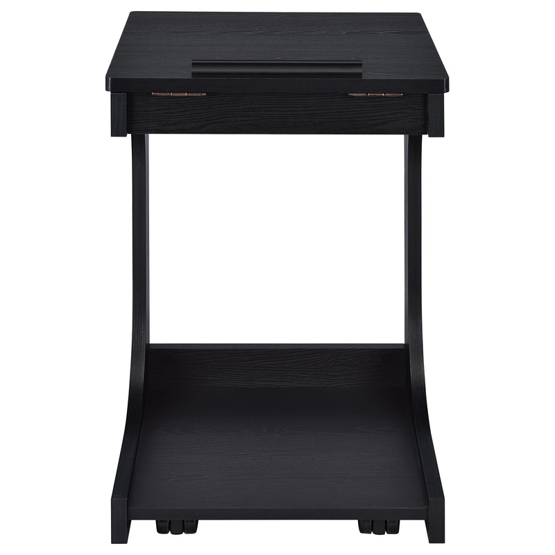 Ralston C-Shaped Lift-Top Sofa Side Table With Casters Black