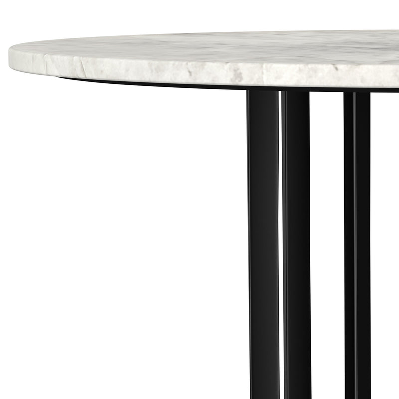 Haven Round Genuine White Marble Top Coffee Table Black