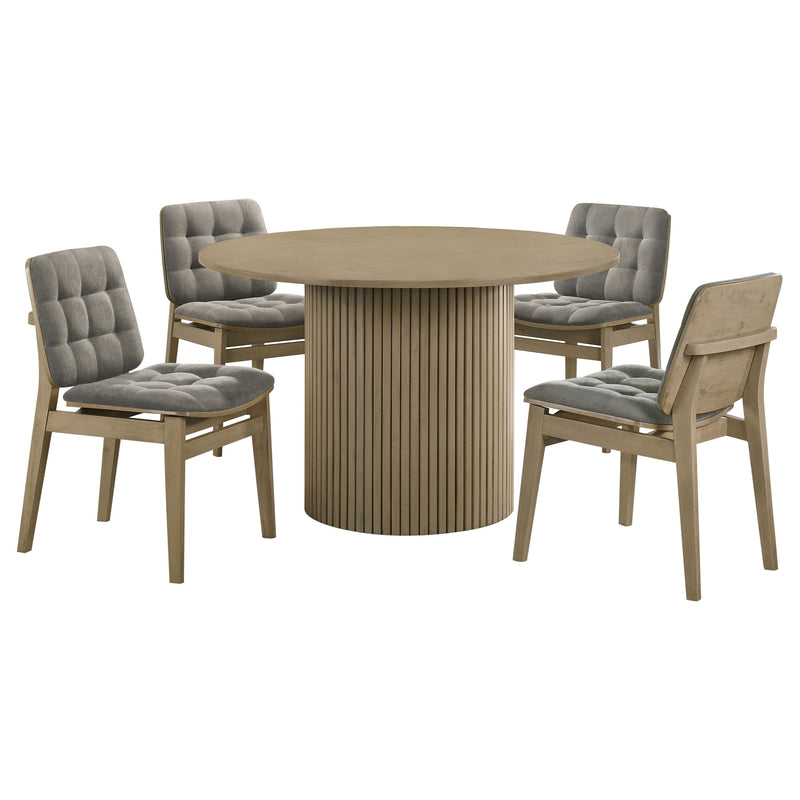 Hamlyn 5-piece Round Wood Dining Set Grey and Natural Oak