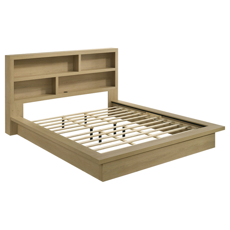 Hendricks Eastern King Bookcase Headboard Platform Bed Light Oak