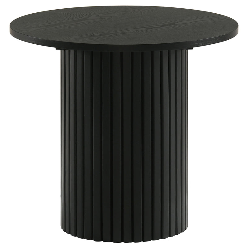Hamlyn Round Fluted Occasional Side End Table Black