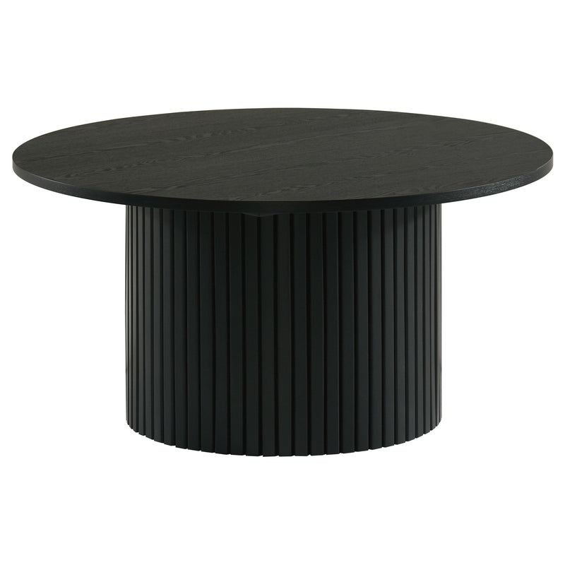 Hamlyn Round Fluted Occasional Cocktail Coffee Table Black