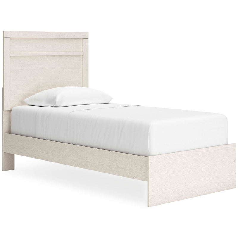 Stelsie Twin Panel Bed with Mirrored Dresser