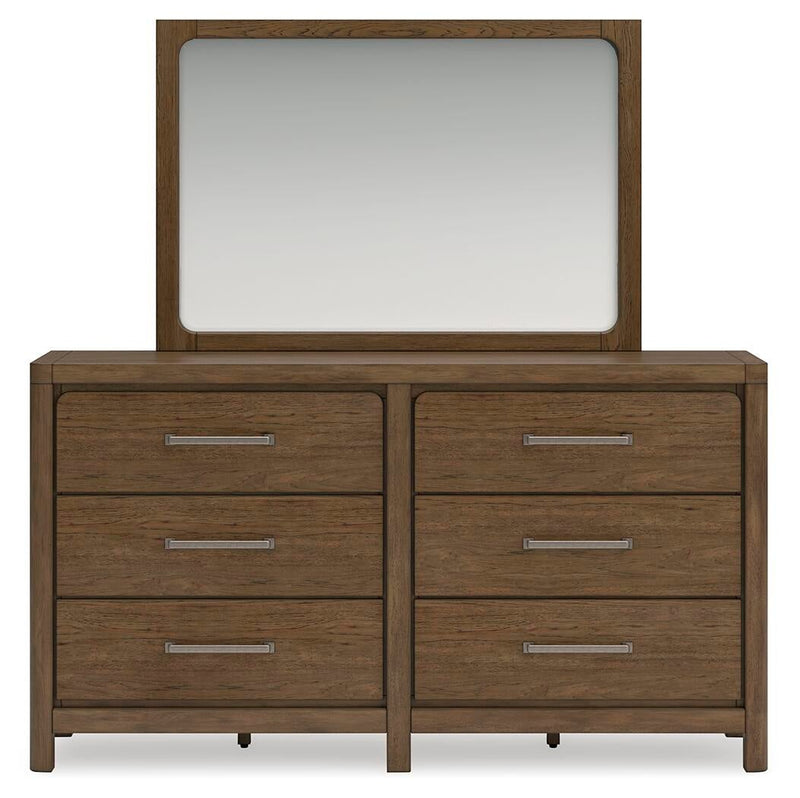 Cabalynn King Panel Bed with Storage with Mirrored Dresser and Nightstand