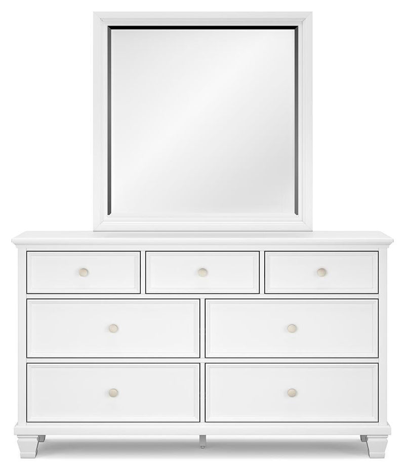 Fortman California King Panel Bed with Mirrored Dresser and Nightstand