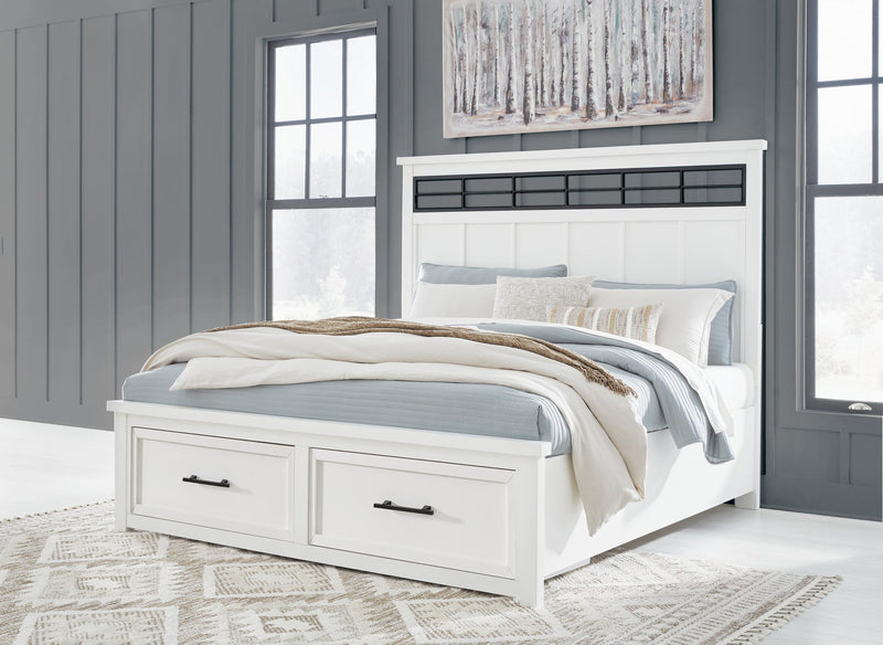 Ashbryn King Panel Storage Bed, Dresser, Mirror and Nightstand