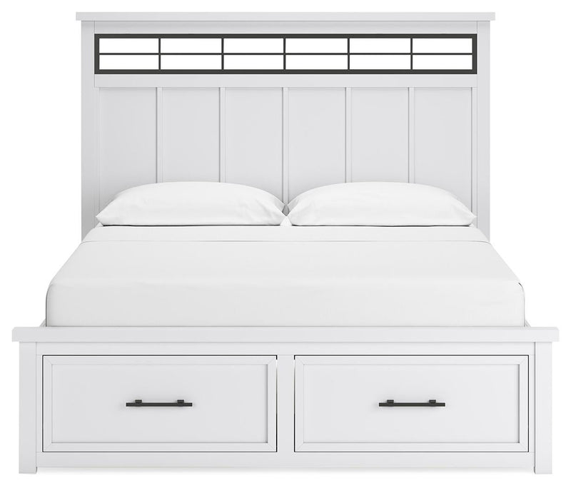 Ashbryn California King Panel Storage Bed, Dresser, Mirror and Nightstand
