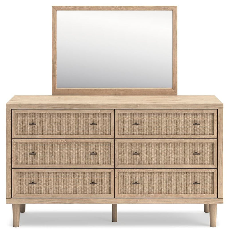 Cielden King Panel Bed with Mirrored Dresser