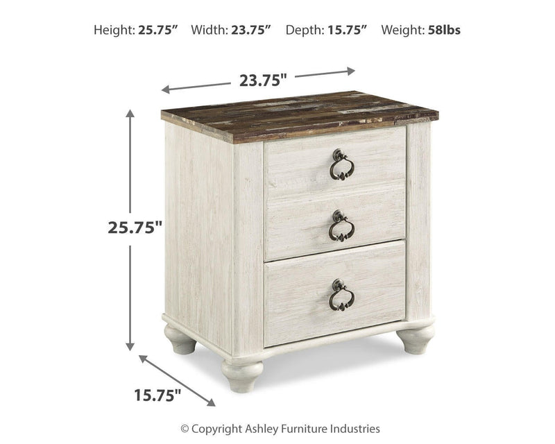 Willowton King Panel Bed with Mirrored Dresser and Nightstand