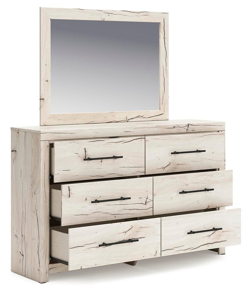 Lawroy King Panel Bed, Dresser, Mirror and Nightstand