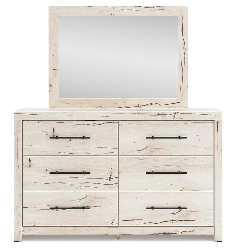 Lawroy King Panel Bed with Storage, Dresser, Mirror and Nightstand